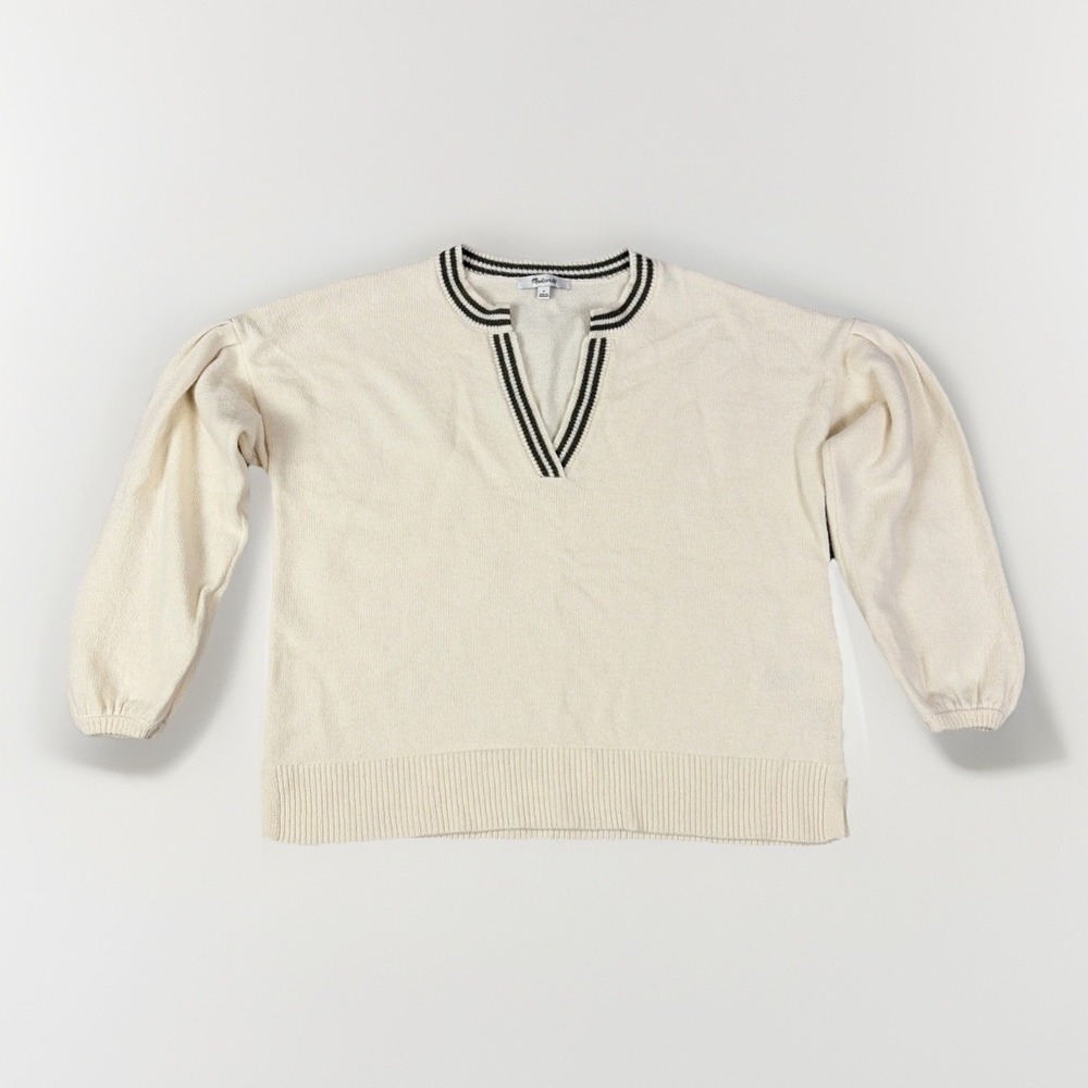 Madewell Pullover‎ Sweater Womens Small Ivory Wool Blend Puff Sleeve NG720